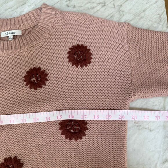 Madewell Merino Wool/Alpaca Blend Sweater Women's Pink Flower Knit Size S - Picture 7 of 8